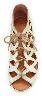 Gentle Souls Brielle Lace-Up Flat Cutout Comfort Sandals