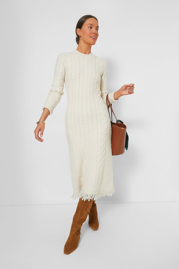 Hyacinth House Cream Freya Fringe Sweater Dress - ShopStyle