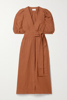 Thumbnail for your product : Three Graces London Fiona Linen Wrap Midi Dress - Brown - UK 10