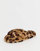 Thumbnail for your product : Neve Asos Design ASOS DESIGN cross strap slider slippers in leopard