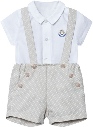 Mayoral White Linen Shirt and Beige Shorts Set