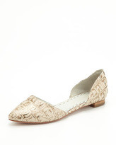 Thumbnail for your product : Alice + Olivia Hillary Metallic Crocodile-Embossed d'Orsay Flat
