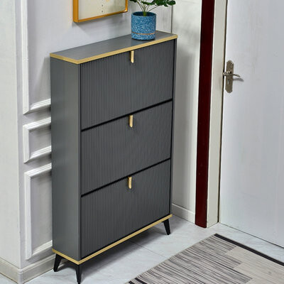 Everly Quinn Drak Gray Aluminum Shoe Storage