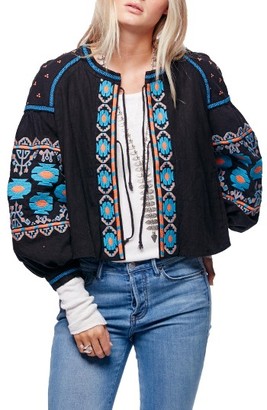 Free People Women's Embroidered Linen & Cotton Jacket