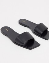 Thumbnail for your product : And other stories & leather square toe flat sandal in black