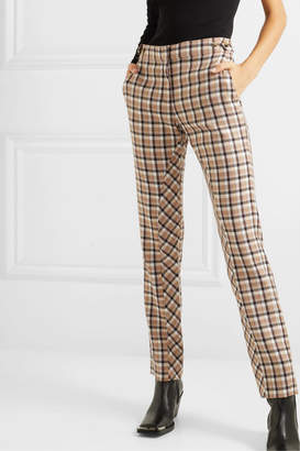 Paco Rabanne Chain-embellished Checked Wool-twill Straight-leg Pants - Beige