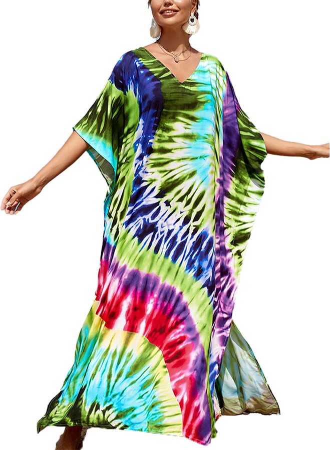 Tyidalin Women Beach Dress Bikini Cover ups Kaftan Maxi Long Print