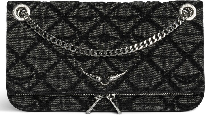 Zadig & Voltaire Rock II Diamond Quilted Monogram Denim Crossbody Bag