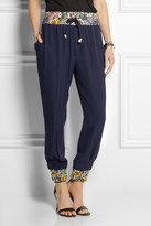 Thumbnail for your product : Band Of Outsiders Floral-print silk crepe de chine track pants