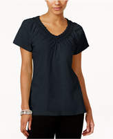 Thumbnail for your product : JM Collection Cotton Crochet-Trim Top, Created for Macy's
