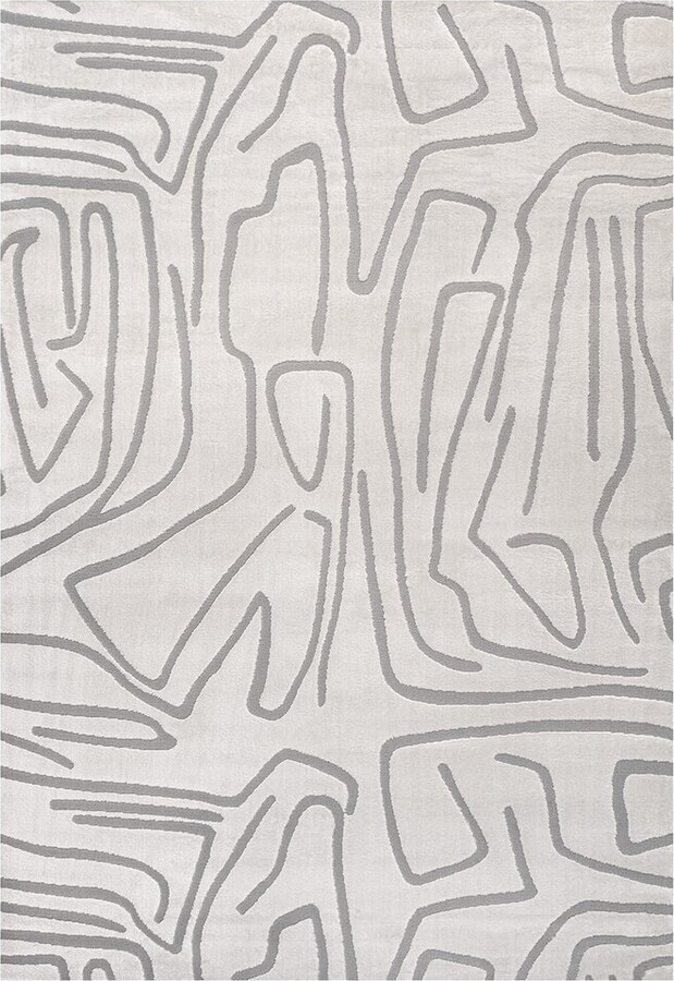 Jonathan Y Designs Alcina Modern Scandinavian Graphic Lines High-Low Area Rug