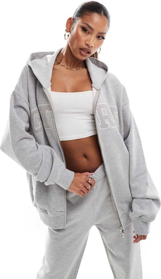 ASOS The Couture Club co-ord logo zip up hoodie in grey