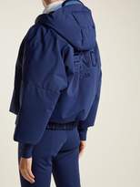 Thumbnail for your product : Fendi Hooded Cropped Sleeve Down Ski Jacket - Womens - Navy