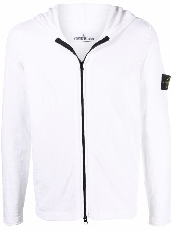 Stone Island Compass-patch knitted hoodie - ShopStyle