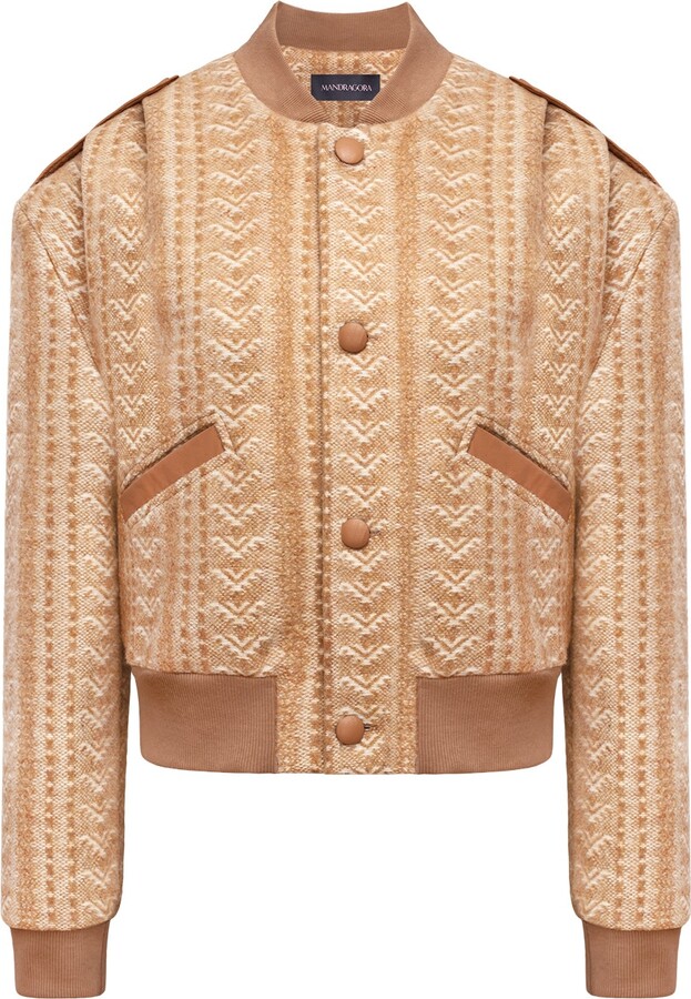 Mandragora Brown Ira Wool Bomber Jacket In Carmel Patterns