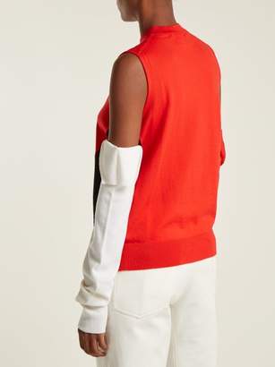 Calvin Klein Deconstructed Round Neck Wool Blend Sweater - Womens - Red Multi