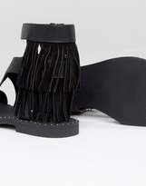 Thumbnail for your product : Sixty Seven SixtySeven Sixtyseven Fringe Leather Flat Sandal