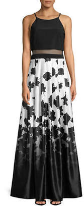 Betsy & Adam Printed Popover Gown