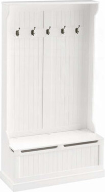 One Allium Way Entryway Hall Tree with Storage Bench Coat Rack with Five Hooks and Shoe Storage