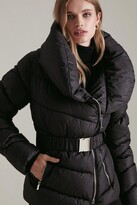Thumbnail for your product : Karen Millen Animal Cosy Collar Short Belted Puffer Coat