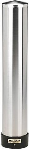 San Jamar C3400P Large Water Cup Dispenser w/Removable Cap,Wall Mounted, Stainless Steel