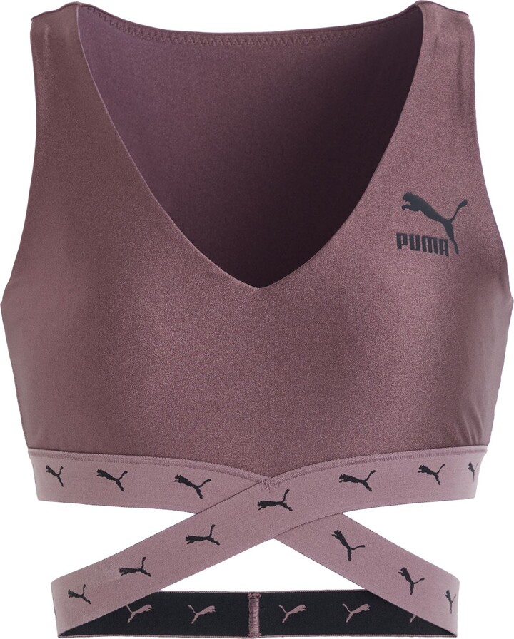 Puma Training Evoknit seamless light support sports bra in mocha  bisque-Brown