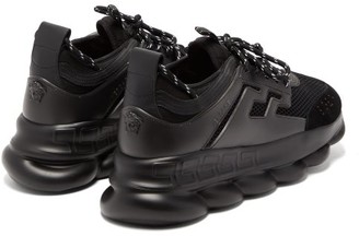 Versace Chain Reaction Mesh And Suede Trainers - Black
