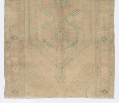 Bungalow Rose Vintage Geometric Medallion Pattern Anatolian Wool Rug in Neutral Colors
