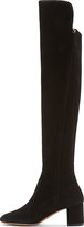 Thumbnail for your product : Valentino Black Suede Covered-Stud Thigh High Boots