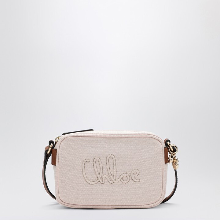 Petal pink crossbody bag with logo embroidery