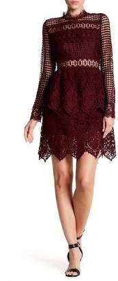 Romeo & Juliet Couture Mock Neck Long Sleeve Crochet Knit Dress