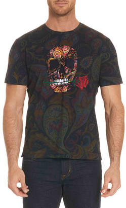 Robert Graham Skull Rose-Graphic Paisley-Print T-Shirt