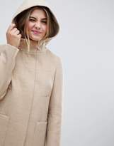 Thumbnail for your product : ASOS Design DESIGN zip through coat with hood