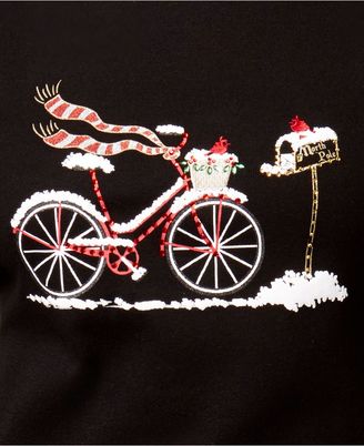 Karen Scott Cotton Holiday Bicycle-Print T-Shirt, Created for Macy's