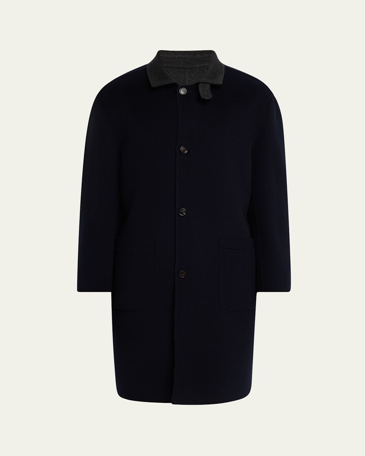 Brunello Cucinelli Men's Long Cashmere Button-Front Coat