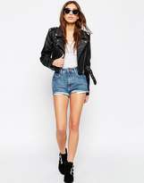 Thumbnail for your product : ASOS Premium Washed Leather Biker Jacket