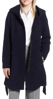 cole haan boucle hooded wrap coat