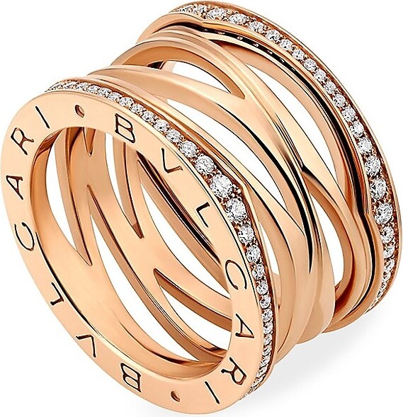 Bvlgari B. zero1 Design Legend 18K Rose Gold & Diamond 4-Band Ring