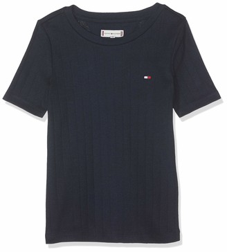 Tommy Hilfiger Girl's Solid Wide Rib S/s Tee T-Shirt