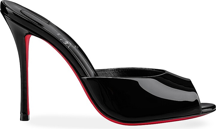 Christian Louboutin Women's Me Dolly 100MM Patent Leather Mules - Black - Size 7