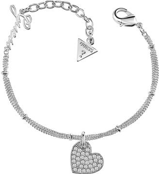 GUESS silver plate crystal set heart bracelet