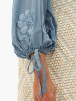 Thumbnail for your product : Innika Choo Frida Burds Embroidered Cotton Mini Dress - Blue