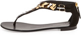 Thumbnail for your product : Giuseppe Zanotti Suede Metal-Feather Thong Sandal, Nero