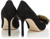 Thumbnail for your product : Jimmy Choo THELMA 85 Black Suede Heels with Antique Gold Crystal Embroidery