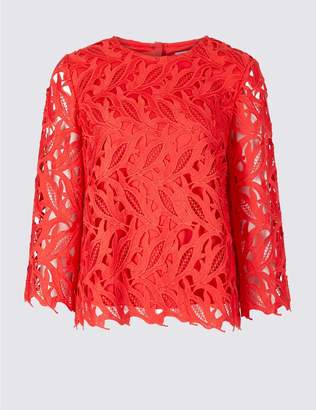 Marks and Spencer Lace Round Neck 3/4 Sleeve Blouse