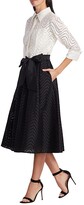 Thumbnail for your product : Teri Jon by Rickie Freeman Two-Tone Lace-Eyelet Belted A-Line Shirtdress