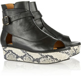 Thumbnail for your product : Thakoon Snake-effect and leather platform sandals