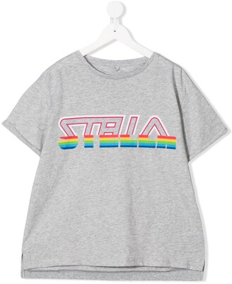 Stella McCartney Kids rainbow logo print T-shirt