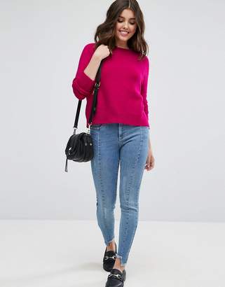 ASOS Petite PETITE Sweater In Fluffy Yarn With Crew Neck