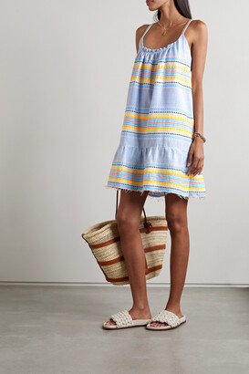 Lemlem Kiteli Fringed Striped Cotton-blend Gauze Mini Dress - Blue